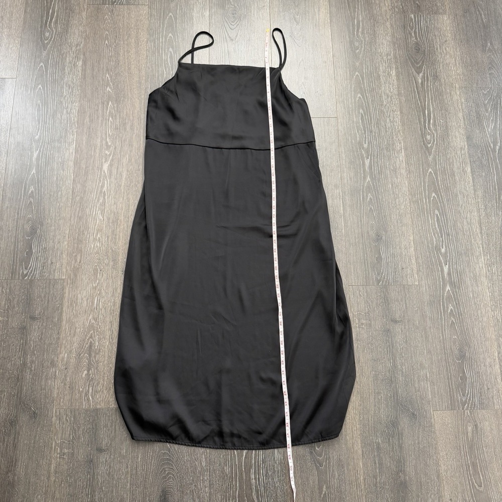Old Navy Womens 90s Midi Slip Dress XL Black Y2K‎ Satin Minimalist LBD Gothic - Picture 4 of 5